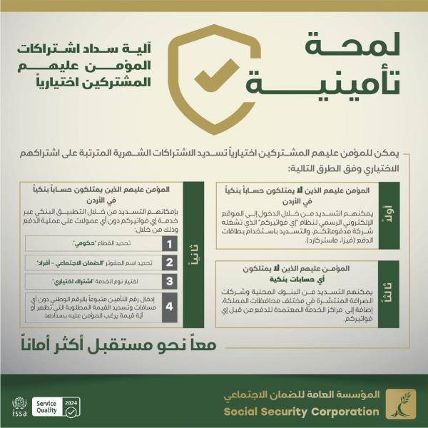 الضمان توضح للمغتربين آلية سداد اشتراكاتهم الاختيارية
